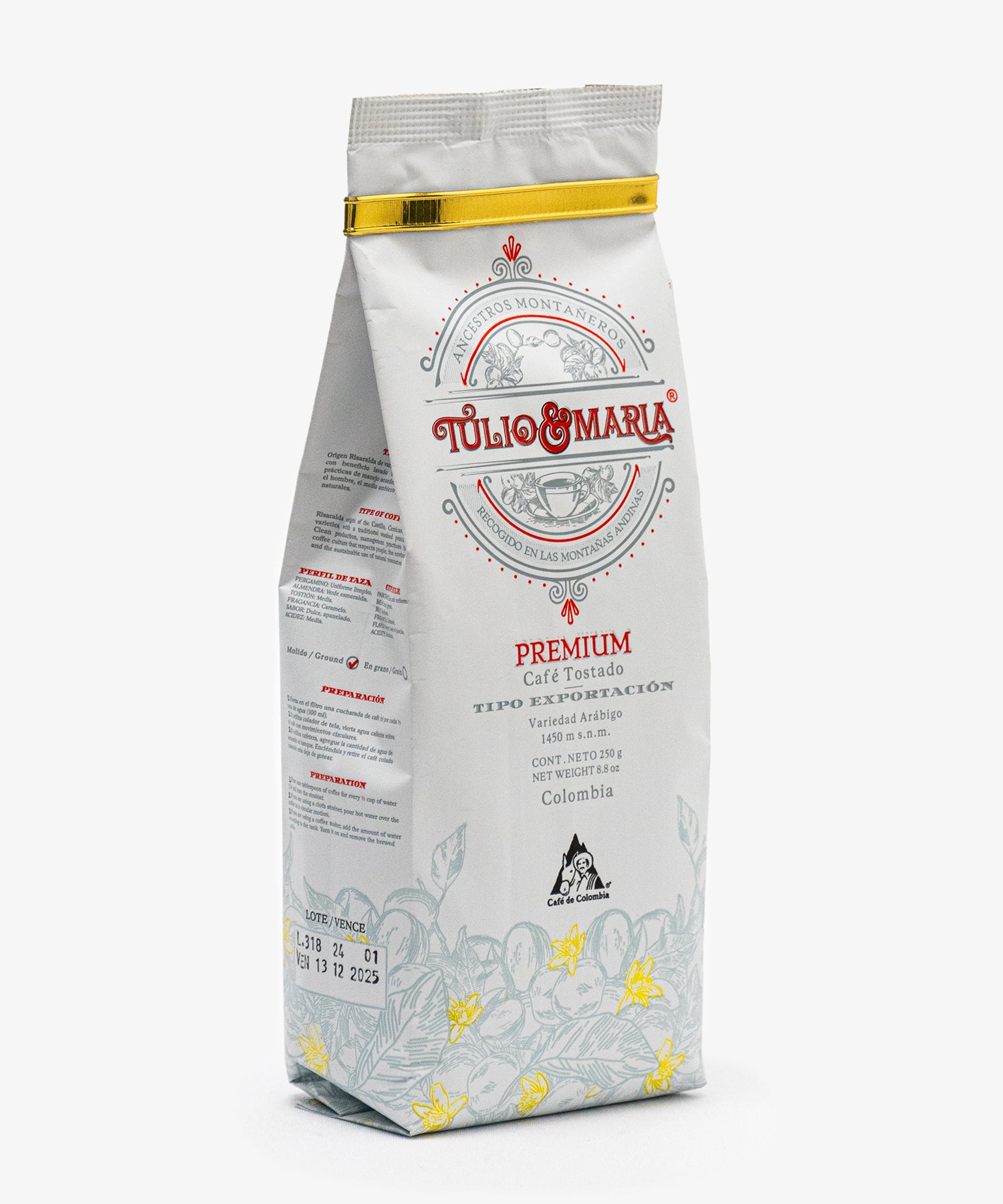 Café Tulio y María Premium en grano 250 gr