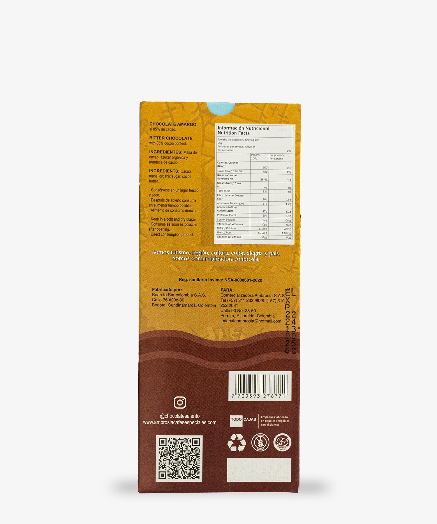Chocolatina Salento® 85% cacao